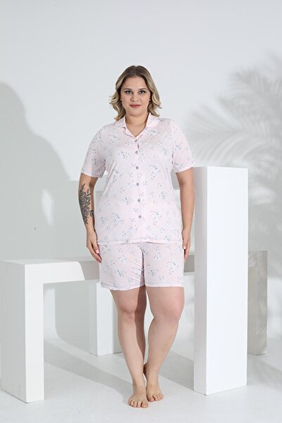 Evia Angelique Бамбукова тканина Короткі рукави на ґудзиках Жіночий комплект шортів 22054