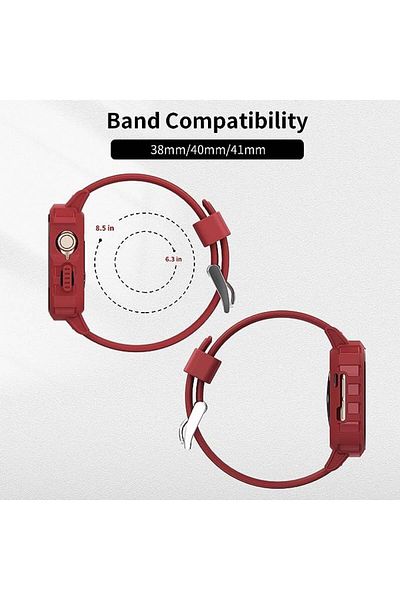 URBANITE Strap with protective case for Apple Watch SE Series 7/6/5/4/3/2/1 URBANITE, TPU, red, 175 - 245 mm