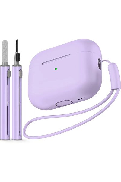 Choice غطاء حماية لسماعات AirPods Pro 2 باللون البنفسجي مع طقم تنظيف، غطاء حماية من السيليكون الناعم لسماعات AirPods Pro
