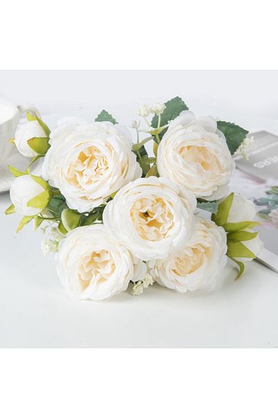 Choice WHITE Fake Silk Peony Vases for Home Decor Christmas Garland Wedding Party Living Room Bouquet Decor