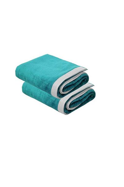 Generic منشفة شاطئ فاخرة من المخمل كبيرة الحجم، قطعتان - قطن مخملي ناعم، 90 × 165 سم - 450 جرام لكل متر مربع، 100% قطن