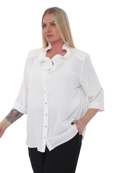 KİFAYET 22427 Jesika Shirt with Ruffled Collar and 3/4 Sleeves (R) (B105)
