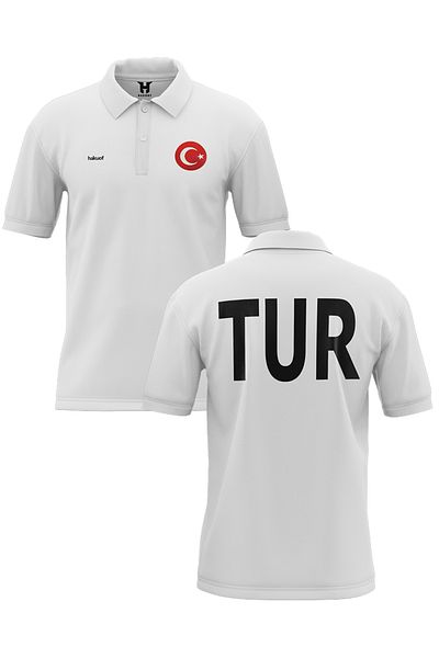 hakuof Tour Printed Cotton Collar Turkey Jersey T-Shirt Original Metallized Flag