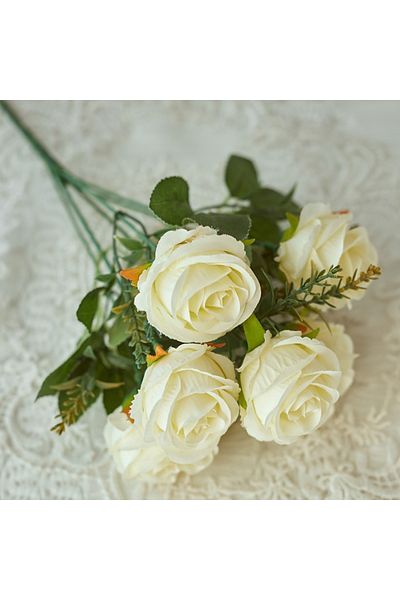 Choice white 30cm Rose Pink Artificial Silk Flowers Bouquet for Cemetery 6-Heads Big Rose Peony Fake Flower