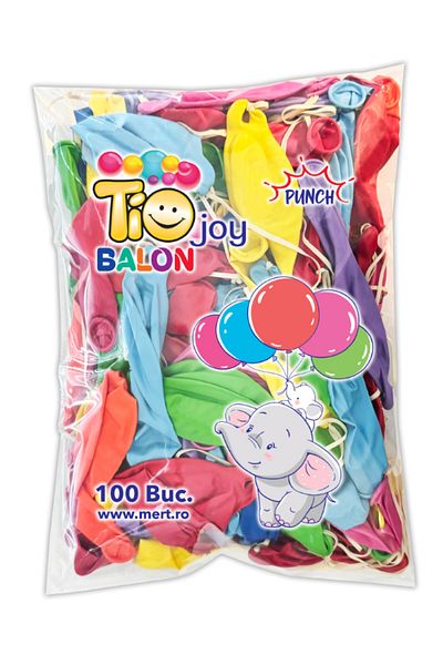 Tio Set of 100 Latex Punch Ball Balloons, Multicolored TIO