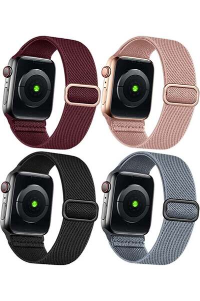 Omee Set de 4 curele pentru Apple Watch Omee, nailon, multicolor, 10.9-22 cm