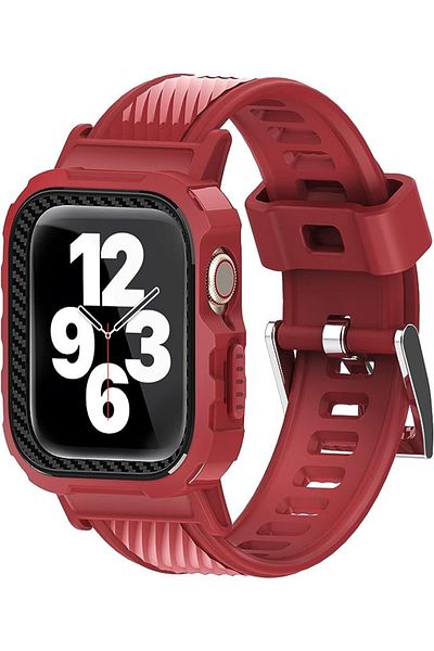 URBANITE Strap with protective case for Apple Watch SE Series 7/6/5/4/3/2/1 URBANITE, TPU, red, 175 - 245 mm