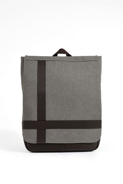 Fiyaka Mega 419 Unisex Canvas Backpack με θήκη Laptop ΓΚΡΙ-ΚΑΦΕ