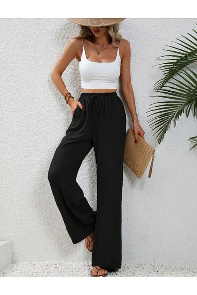 GIA - ART Women's Elastic Waist Comfortable Fit Aerobin Fabric Women's Trousers