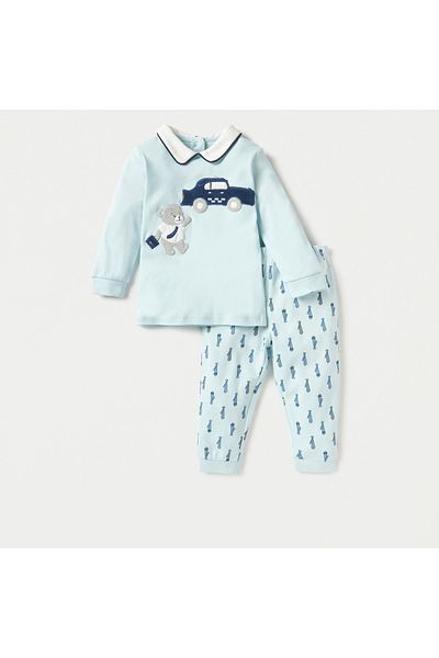 giggles Bear Applique T-shirt and Pyjama Set
