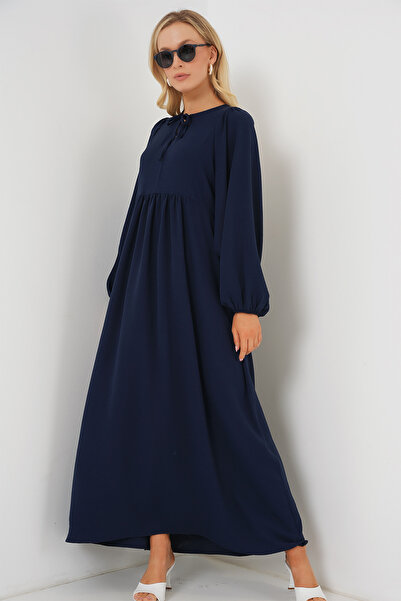 Bigdart Women's Balloon Sleeve Long Hijab Dress 2464 - Navy Blue
