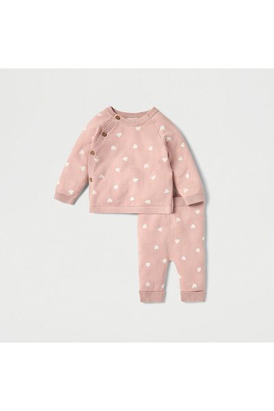 Juniors All-Over Heart Detail Sweater and Pyjama Set