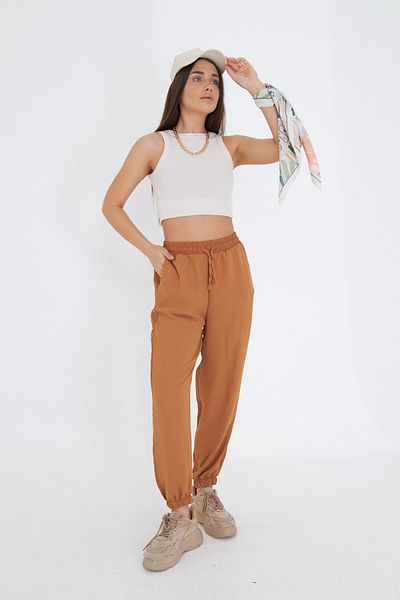 GIA - ART Comfortable Fit Aerobin Fabric Women's Trousers with Elastic Waist and Legs