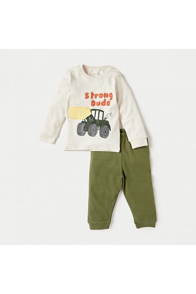 Juniors Typographic Print Long Sleeves T-shirt and Elasticated Pyjama Set