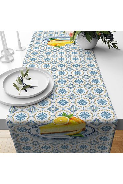 Evmila Spring Themed Patterned Velvet Fabric Digital Printed Runner