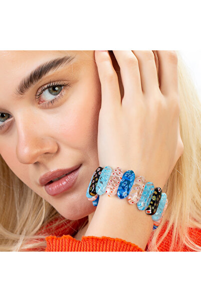 Tesbihane Handcrafted Murano Glass Art Chakra Design Women's Bracelet