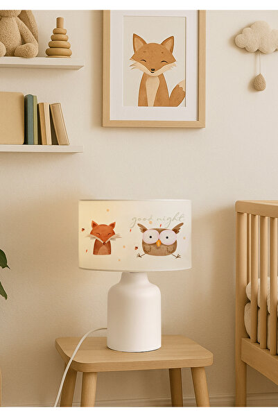 HOMİNG Fabric Printed Owl and Friends Children's Room Lampshade Ayd-3053
