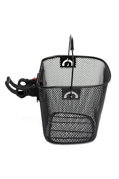 OEM Metal bicycle basket with handle, removable, front mounting, Black color