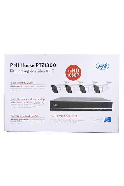 PNI AHD video surveillance kit PNI House PTZ1300, Full HD, NVR and 4 exterior cameras 2MP full HD 1080P