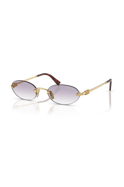 Miu Miu A54S 5Ak04O 51 Women's Oval Gold Metal Sunglasses