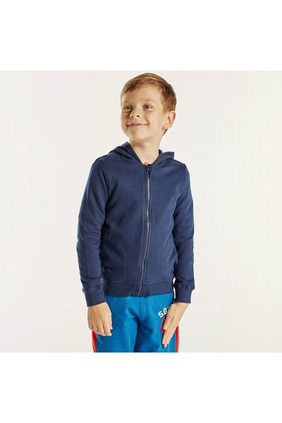 Juniors Solid Zip Through Jacket with Hood and Long Sleeves