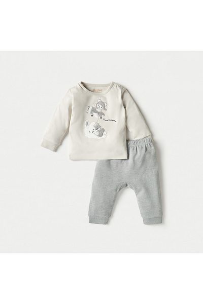 giggles Applique Detail Long Sleeves T-shirt and Pyjama Set
