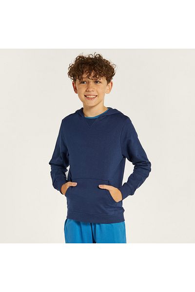 Juniors Solid Hooded Sweatshirt with Pockets