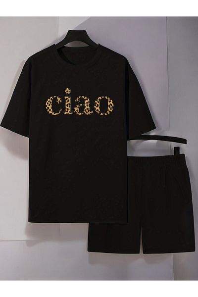 uyguntarz Unisex Ciao Printed Design Shorts Set