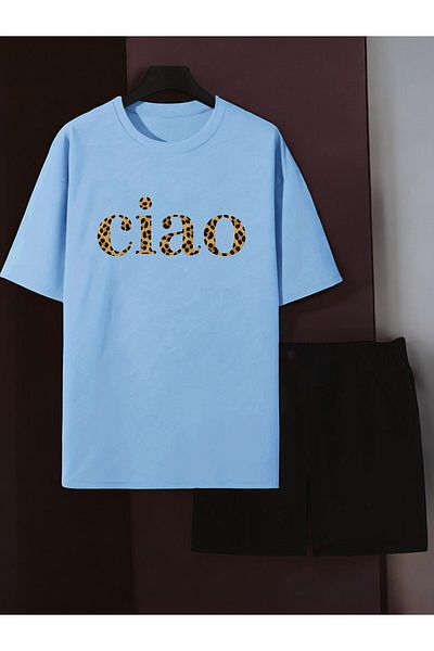 uyguntarz Unisex Ciao Printed Design Shorts Set