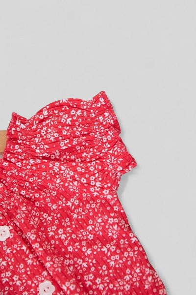 VOY KİDS Girl's 2-3-4-5-6 Years Old Summer Flower Printed Bluzlu Muslin Shorts with Belt Stylish Holiday Girl's Suit