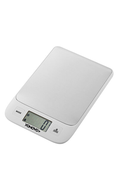 Lawazim Yonovo Food Scale - White/Silver, 5000g Capacity, 0.1g Accuracy, LCD Display, Zero Function
