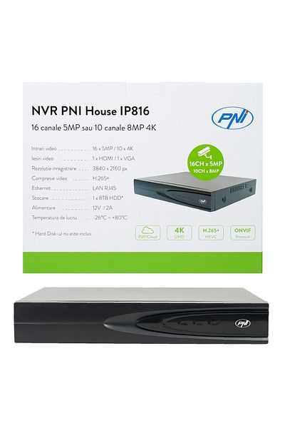 PNI NVR PNI House IP816 with 16 IP channels, 5MP or 10 channels 8MP 4K