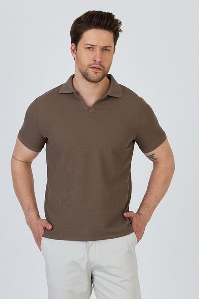 Frappoli Ανδρικό μπλουζάκι Venice Dark Mink Cotton με γιακά πόλο