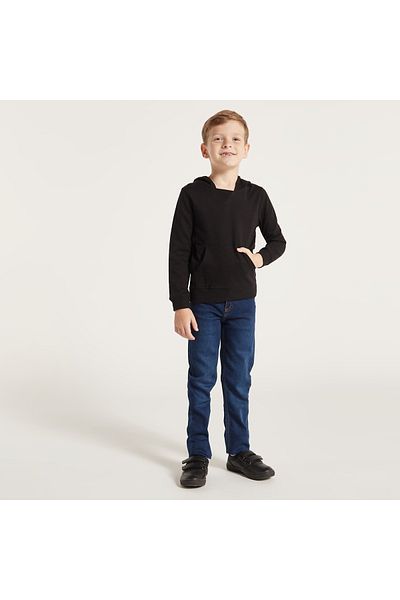 Juniors Solid Hooded Sweatshirt with Pockets
