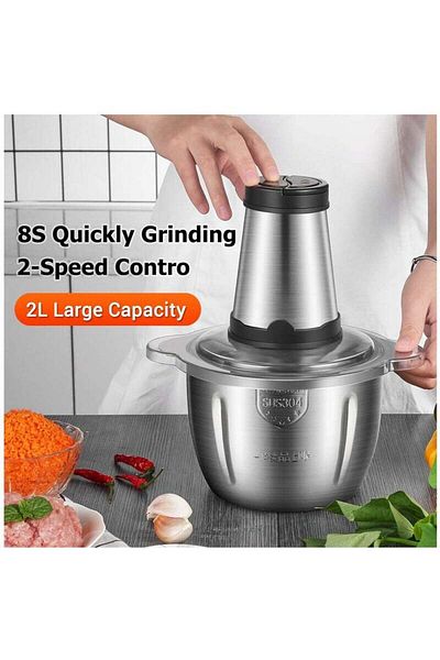 Saharaz 2L Mincer,noise Low,Easy Removed,clean,with 4 Sharp Blades,2 Speed Options,250W,Black,for Kitchen