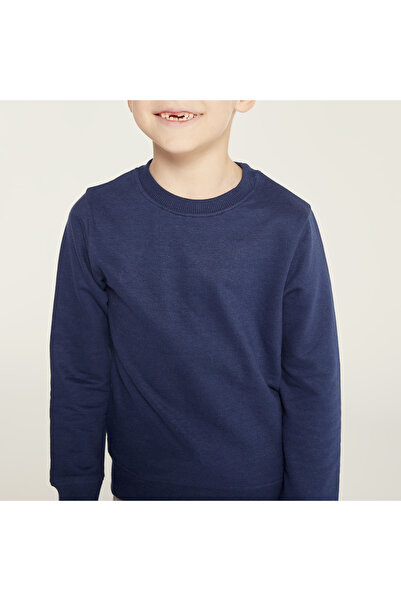 Juniors Solid Sweatshirt with Round Neck and Long Sleeves