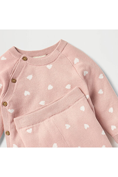 Juniors All-Over Heart Detail Sweater and Pyjama Set