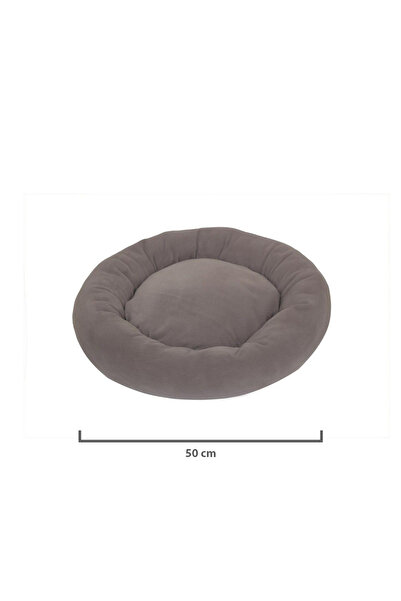Pribor Cat Scratching Board 40 cm and Cat Bagel Bed 50 cm Diameter Fleece Set of 2 Gray