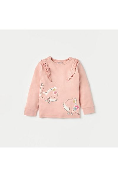 Juniors Fox Print Long Sleeve T-shirt and Pyjama Set