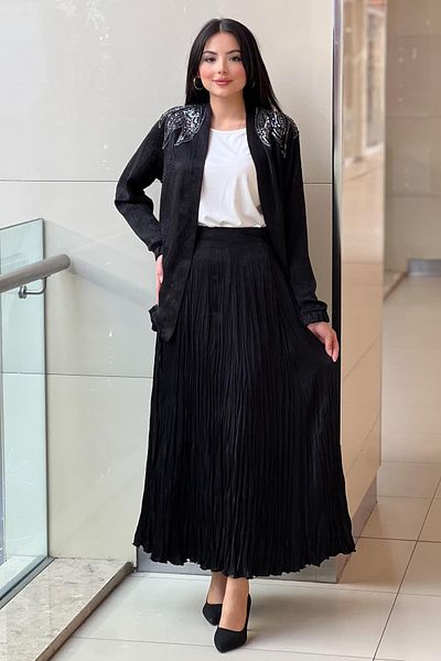 FUAT GÜRSEN Stone Processing Detailed 3 Piece Skirt Suit