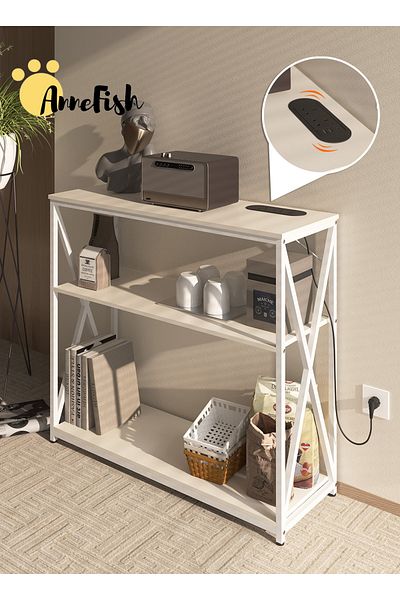 AnneFish Console Table with Power Outlet Adjustable Sofa Entryway Table for Couch Hallway Entrance Room