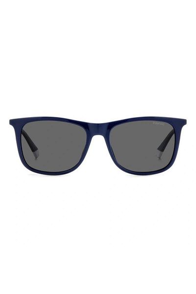 Polaroid Ochelari de soare Polaroid pentru bărbați PLD 4145/S/X PJP/M9, albaștri, dreptunghiulari, 55 mm