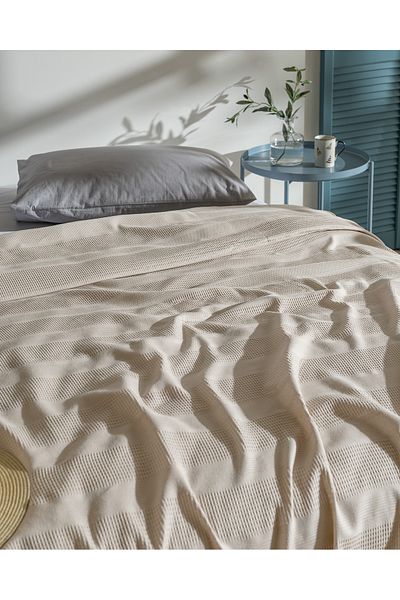 Madame Coco Mathilda Double 100% Cotton Karde Plain Pique - Beige