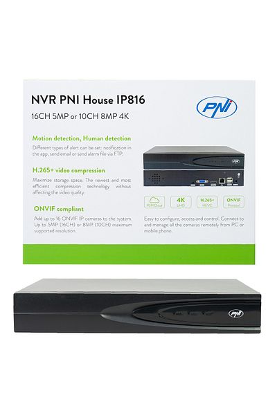 PNI NVR PNI House IP816 with 16 IP channels, 5MP or 10 channels 8MP 4K