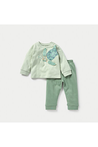Juniors طقم تي شيرت وبيجامة مزين بطبعة سلحفاة