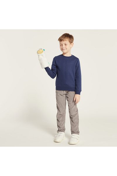 Juniors Solid Sweatshirt with Round Neck and Long Sleeves