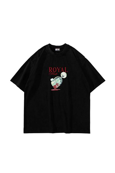 Sekizbiraltı Μαύρο μπλουζάκι Royal Flush Printed Oversize Unisex