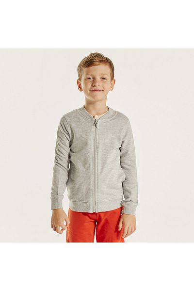 Juniors Solid Zip Through Jacket with High Neck and Long Sleeves