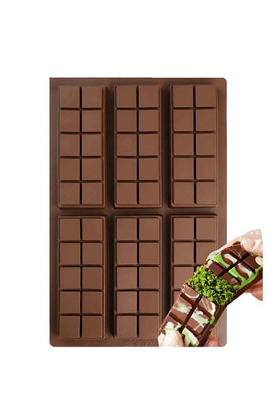 Köken Model de matriță de ciocolată din silicon alimentar Koken: 6 forme de ciocolată, Bucurați-vă de crearea DIY, 25x16x1,4 cm