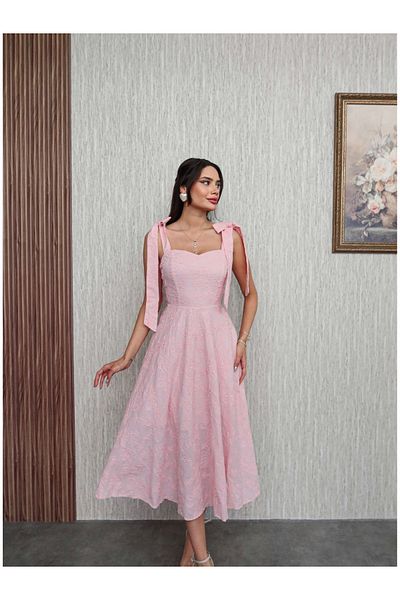 ESRAHELVACI Rochie brodata roz